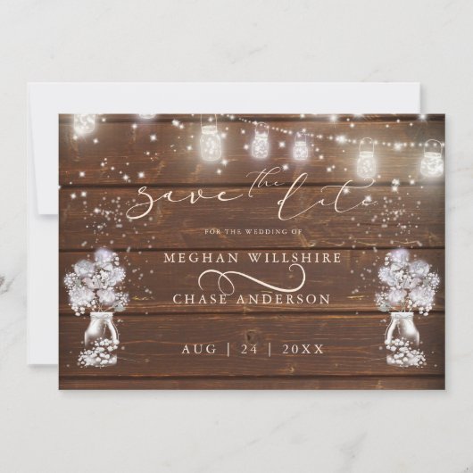 Rustic Mason Jar String licht de BarefootBride™ (Voorkant)