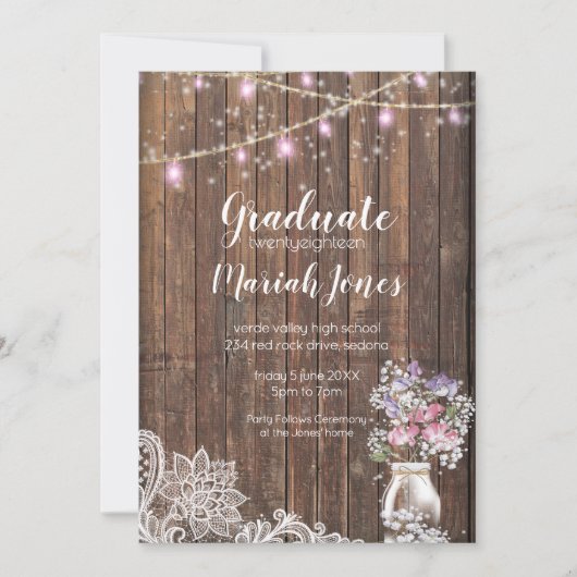 Rustic Mason Jar String licht de BarefootBride™ Aankondiging (Voorkant)