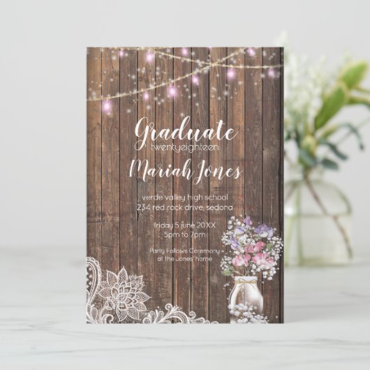 Rustic Mason Jar String licht de BarefootBride™ Aankondiging (Staand voorkant)