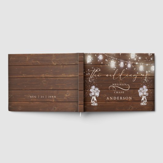 Rustic Mason Jar String licht de BarefootBride™ Gastenboek (Volledig)