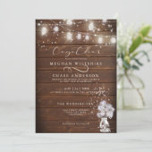 Rustic Mason Jar String licht de BarefootBride™ Kaart (Staand voorkant)