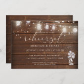 Rustic Mason Jar String licht de BarefootBride™ Kaart (Voorkant / Achterkant)