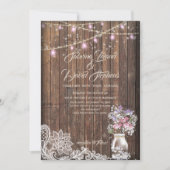 Rustic Mason Jar String licht de BarefootBride™ Kaart (Voorkant)