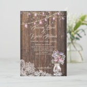 Rustic Mason Jar String licht de BarefootBride™ Kaart (Staand voorkant)