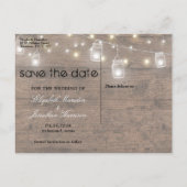 Rustic Mason Jar string lichten sparen de Datum fo Aankondigingskaart (Achterkant)