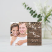 Rustic Mason Jar string lichten sparen de Datum fo Aankondigingskaart (Staand voorkant)