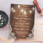 Rustic Mason Jar String Light Lace Country Weddens Kaart<br><div class="desc">Creëer de perfecte uitnodiging voor een rustige bruiloft met onze Rustic Mason Jar String Light Lace Country Wedding Invitation. De combinatie van de moeraspot, de snaarlichten, en de kant details creëer een romantisch en gevoel dat perfect is voor een landbruiloft. Het ontwerphulpmiddel van Zazzle van het gebruik om de sjabloon...</div>