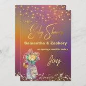 ** Rustic Mason Jar String Lights Baby shower Kaart (Voorkant / Achterkant)