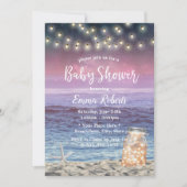 Rustic Mason Jar String Lights Beach Baby shower Kaart (Voorkant)
