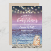 Rustic Mason Jar String Lights Beach Baby shower Kaart (Voorkant / Achterkant)