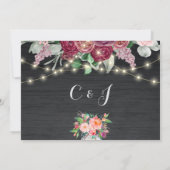 Rustic Mason Jar String Lights Burgundy Wedding Save The Date (Achterkant)