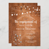 Rustic Mason Jar String Lights Engagement Party Kaart (Voorkant / Achterkant)