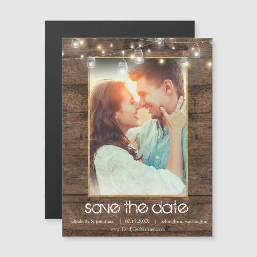 Rustic Mason Jar String Lights Foto slaat de datum (Voorkant / Achterkant)