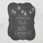 Rustic Mason Jar String Lights Huwelijksuitnodigin Kaart (Voorkant / Achterkant)