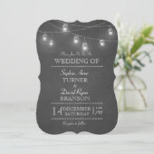 Rustic Mason Jar String Lights Huwelijksuitnodigin Kaart (Staand voorkant)