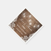 Rustic Mason Jar String Lights Lace Love Bedankt Servetten (Hoek)