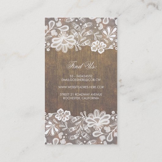 Rustic Mason Jar String Lights Lace Wood Barn Visitekaartje (Achterkant)