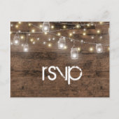Rustic Mason Jar String Lights RSVP Uitnodiging Briefkaart (Voorkant)