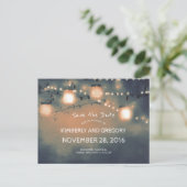 Rustic Mason Jar String Lights Save the Date Aankondigingskaart (Staand voorkant)