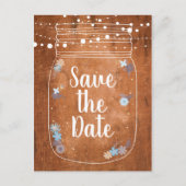 Rustic Mason Jar String Lights Save the Date Uitnodiging Briefkaart (Voorkant)