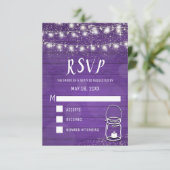 Rustic Mason Jar String Lights Violet Wedding RSVP (Staand voorkant)