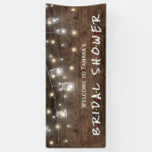 Rustic Mason Jar String Lights Vrijgezellenfeest B Spandoek (Verticaal)