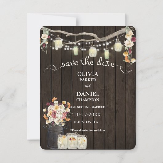 Rustic Mason Jar String Lights Waterverf Flowers (Voorkant)