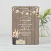 Rustic Mason Jar String Lights Waterverf Flowers  Kaart (Staand voorkant)