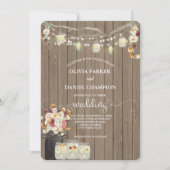 Rustic Mason Jar String Lights Waterverf Flowers  Kaart (Voorkant)