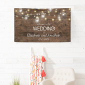 Rustic Mason Jar String Lights Weddenschap Welkom Spandoek (Insitu)