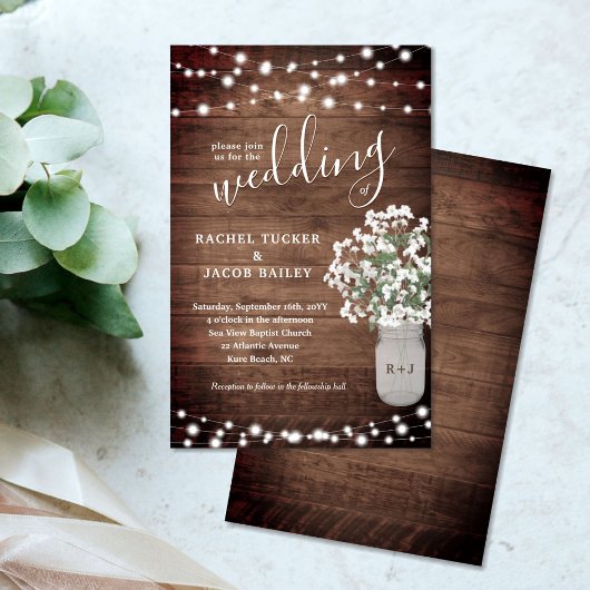 Rustic Mason Jar String Lights Wedding