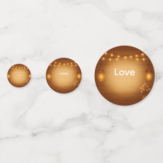 Rustic Mason Jar & String Lights Wedding Confetti (Voorkanten)