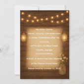 Rustic Mason Jar String Lights Wedding Kaart (Achterkant)