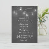 Rustic Mason Jar String Lights Wedding Kaart (Staand voorkant)