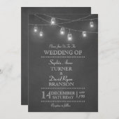 Rustic Mason Jar String Lights Wedding Kaart (Voorkant / Achterkant)
