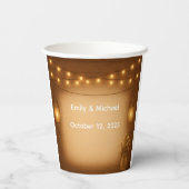 Rustic Mason Jar & String Lights Wedding Papieren Bekers (Achterkant)