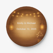 Rustic Mason Jar & String Lights Wedding Papieren Bordje (Voorkant)