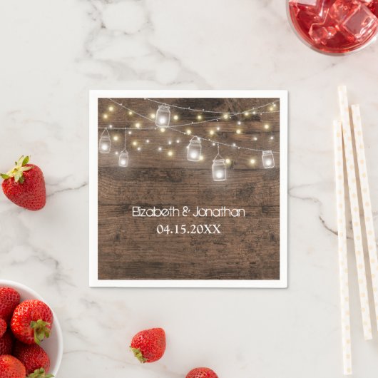Rustic Mason Jar String Lights Wedding Servet (Insitu)