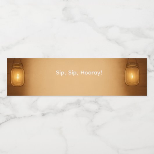 Rustic Mason Jar & String Lights Wedding Waterfles Etiket (Enkel label)