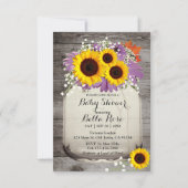 Rustic Mason Jar Sunflower Baby Shower Invitaties Kaart (Voorkant)