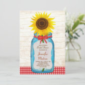 Rustic Mason Jar & Sunflower Bewaar de datum Save The Date (Staand voorkant)