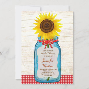 Rustic Mason Jar & Sunflower Bewaar de datum Save The Date