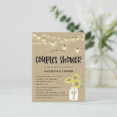 Rustic Mason Jar Sunflower Couples Shower Briefkaart (Staand voorkant)