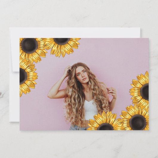 Rustic Mason Jar Sunflower Foto Afstuderen Kaart (Achterkant)