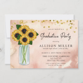 Rustic Mason Jar Sunflower Foto Afstuderen Kaart