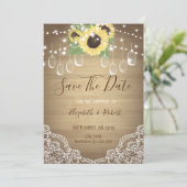 Rustic Mason Jar, Sunflower, Lace Save the Date (Staand voorkant)