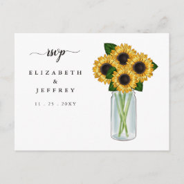 Rustic Mason Jar Sunflower RSVP Briefkaart