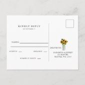 Rustic Mason Jar Sunflower RSVP Briefkaart (Achterkant)