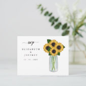 Rustic Mason Jar Sunflower RSVP Briefkaart (Staand voorkant)