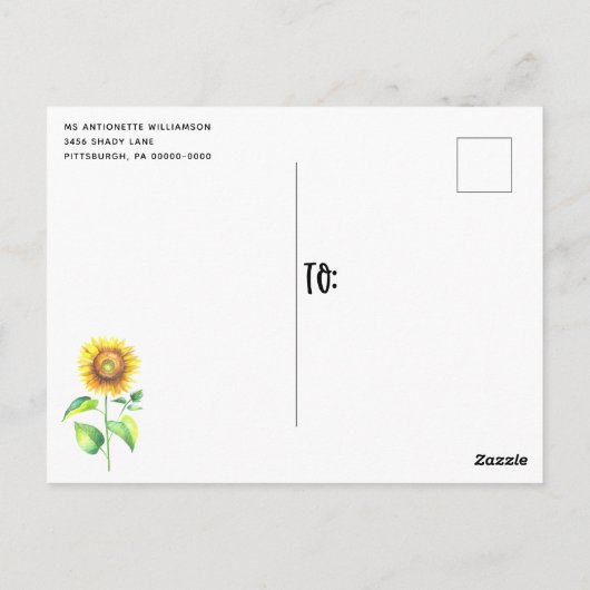Rustic Mason Jar Sunflower Save the Date Briefkaart (Achterkant)